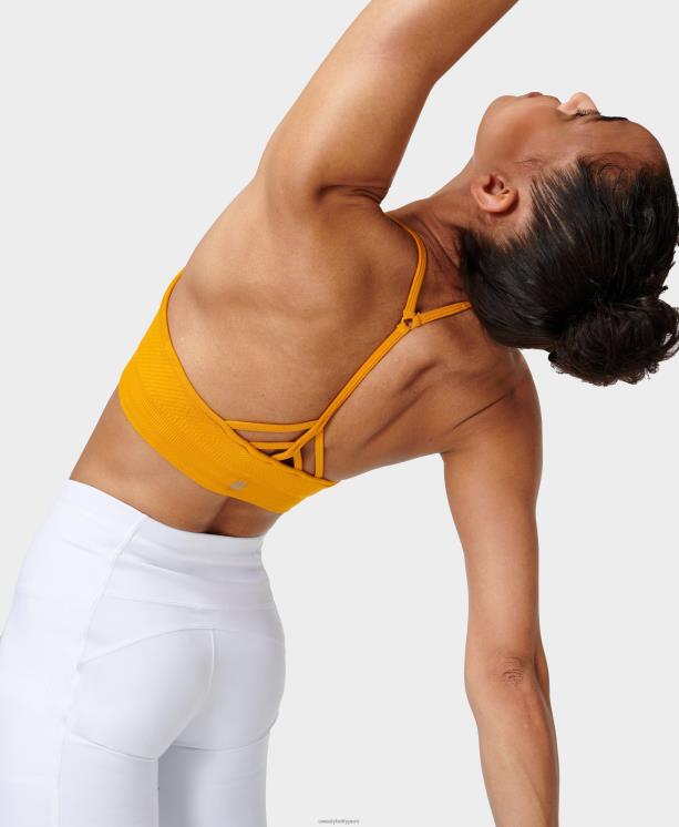 Sweaty Betty mujer sujetador de yoga sin costuras consciente NX4X933 ropa neblina amarilla